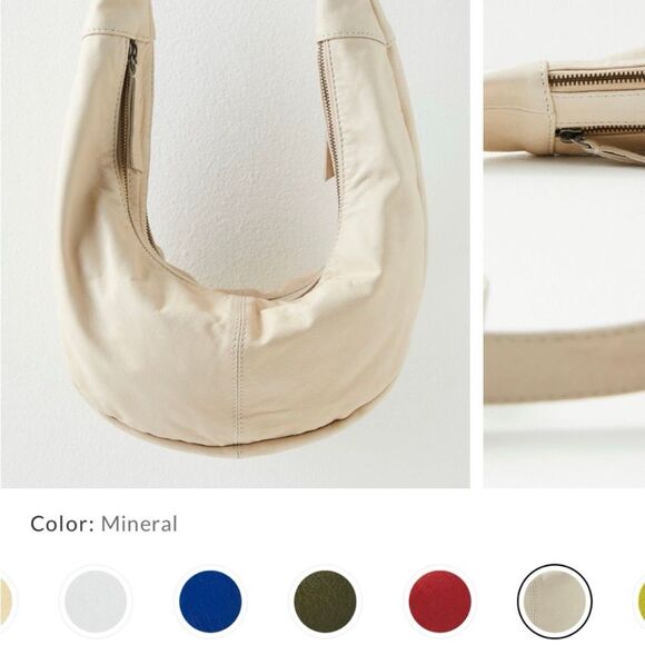 NWT Gorgeous RARE Free People GOAT Leather Idle Hands cream Sling Hobo Bag - Picture 13 of 16